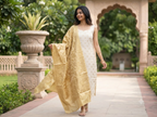 Ivory Gold Banarasi Kurta & Dupatta Set