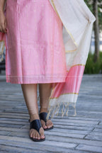 Pink Raw Silk Cotton Kurta with Dupatta