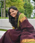 Maroon & Green Chettinad Cotton Kurta with Dupatta