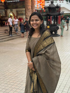 Gray Chettinad cotton kurta with Dupatta
