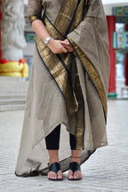 Gray Chettinad cotton kurta with Dupatta