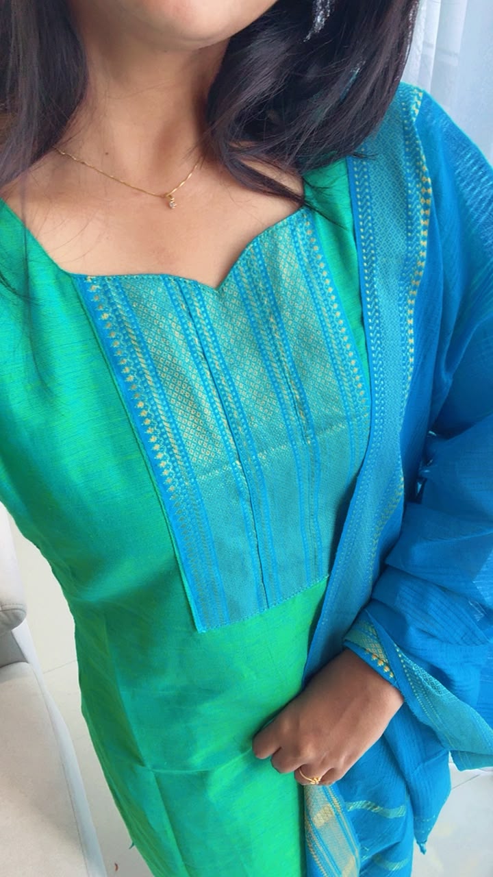 Emerald-green Mangalagiri cotton kurta Set