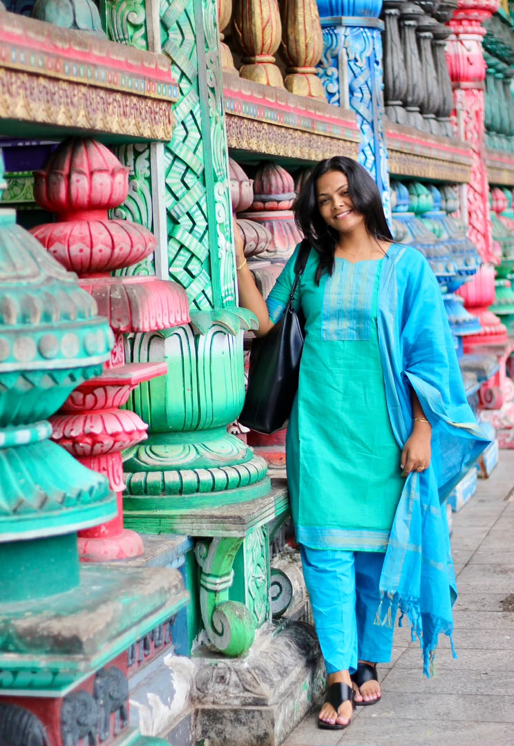 Emerald-green Mangalagiri cotton kurta Set