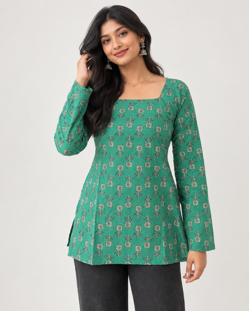 Green Cotton Short Top