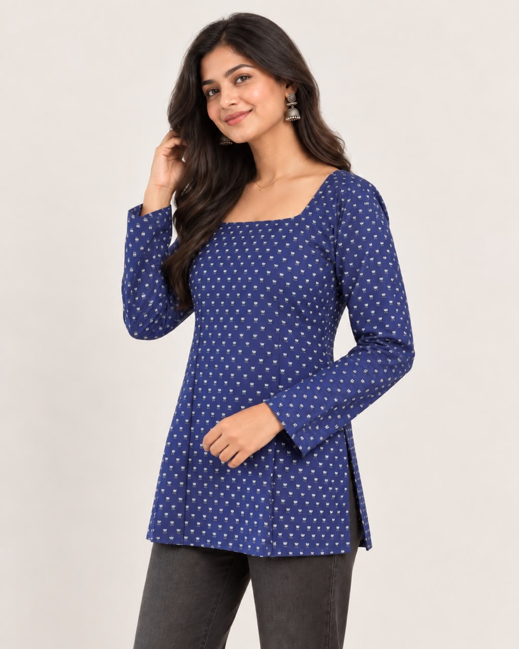 Royal Blue Cotton Short Top