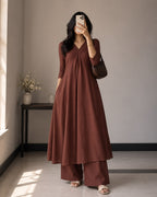 Dark Brown Cotton-Linen Co-ord Set
