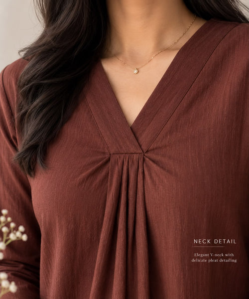 Dark Brown Cotton-Linen Co-ord Set