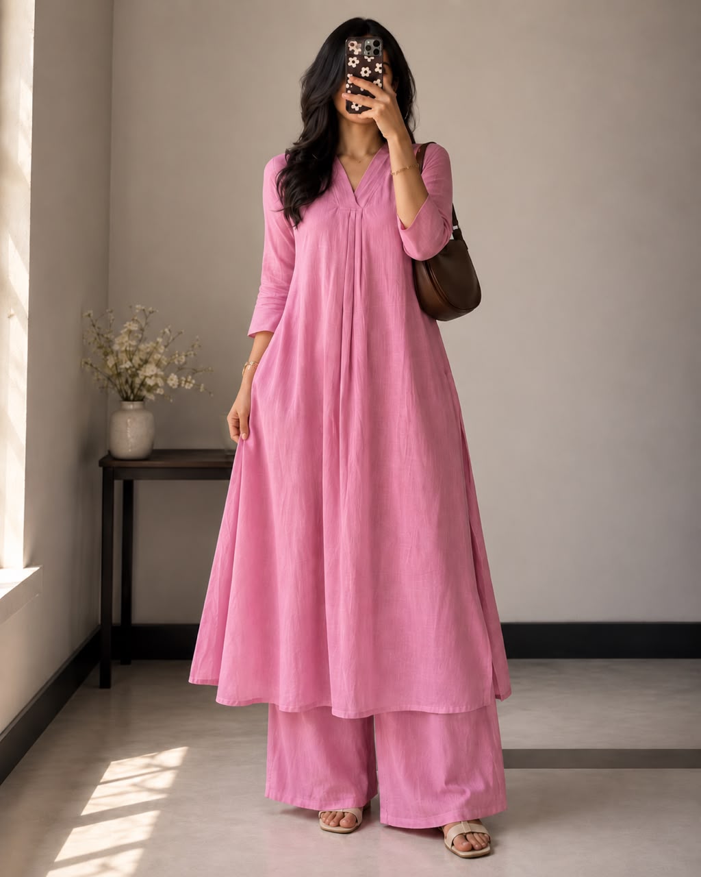 Pink Cotton-Linen Co-ord Set