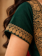Green Narayanpet Cotton Anarkali with Red Dupatta