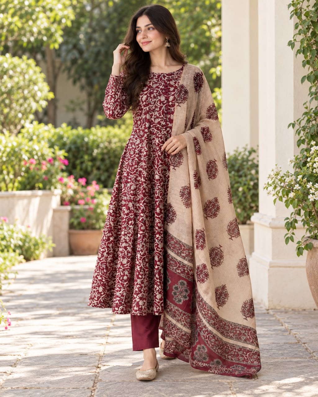 Maroon Heritage Anarkali
