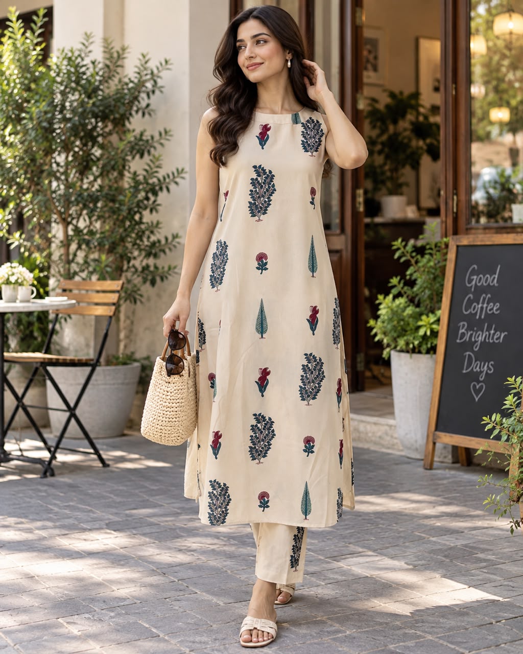 Beige Printed Co-Ord set
