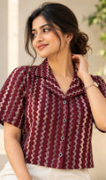 Burgundy Stripe Crop Top