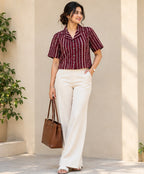 Burgundy Stripe Crop Top