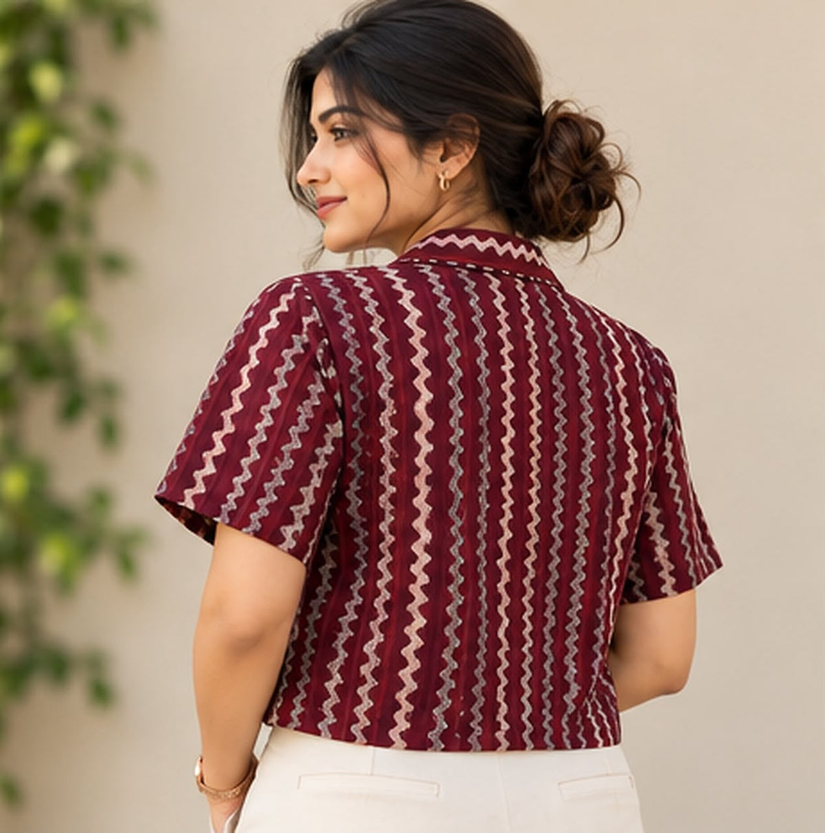 Burgundy Stripe Crop Top
