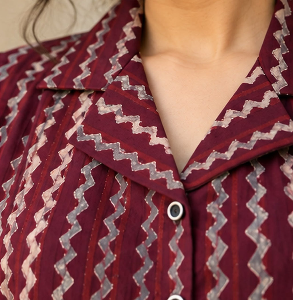 Burgundy Stripe Crop Top