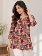 Ivory Red Floral Short Top