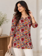 Ivory Red Floral Short Top