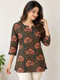 Forest Green Floral Short top