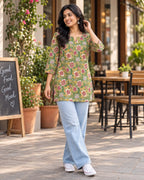 Meadow Bloom Floral tunic Short Top
