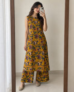 Mustard Floral Cotton co-ord set