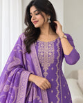 Banarasi Organza A-Line Kurti – Purple