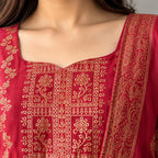 Banarasi Organza A-Line Kurti – Pink