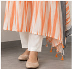 pastel Orange Ikkat kurta set
