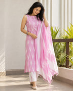 Soft Pink  Ikkat Cotton Set
