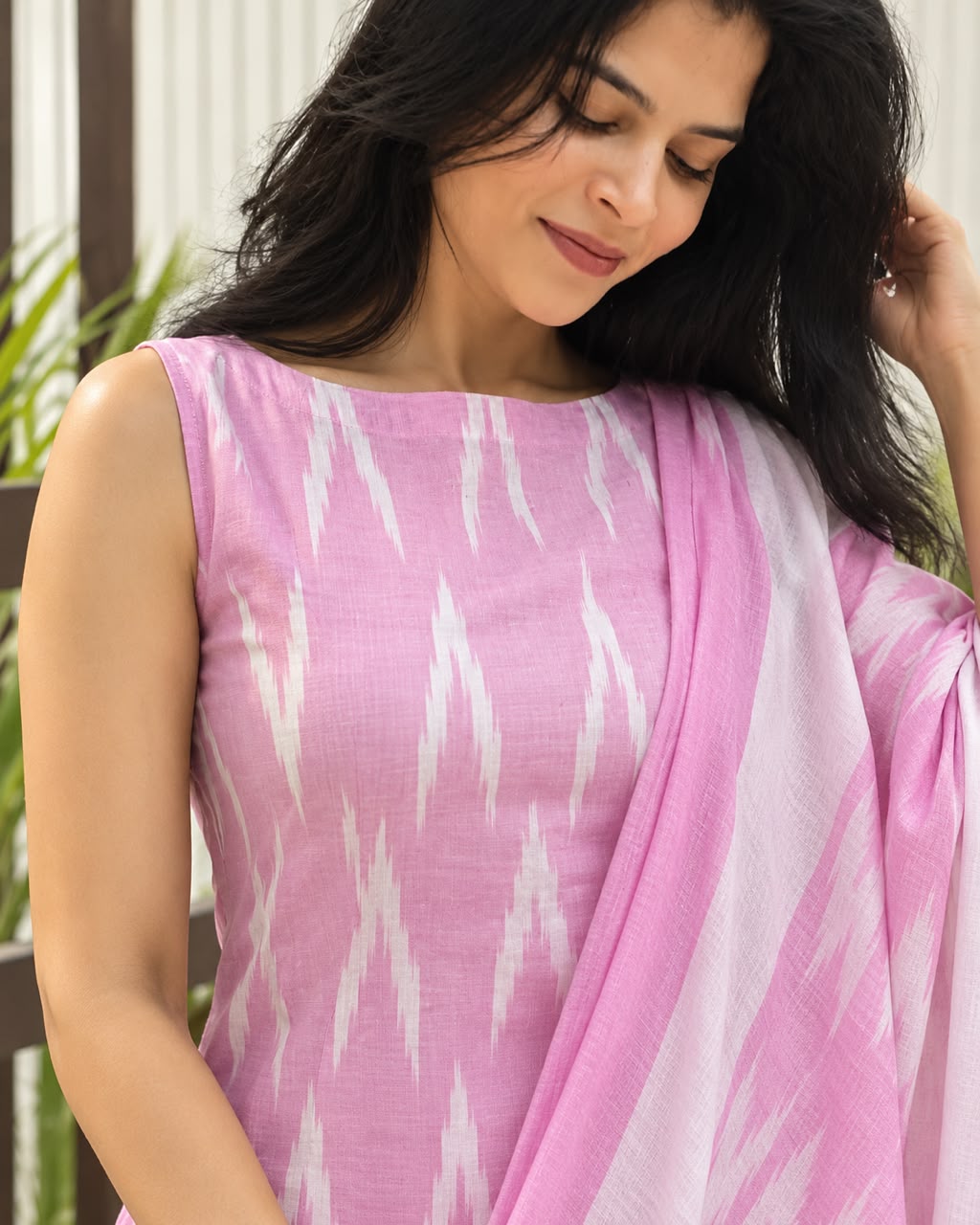 Soft Pink  Ikkat Cotton Set