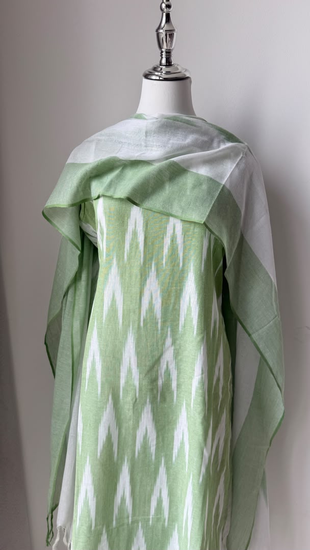 Pastel Green Ikkat cotton kurta set
