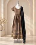 Grey Narayanpet Anarkali set