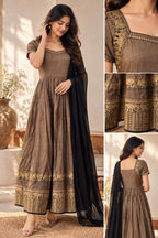 Grey Narayanpet Anarkali set