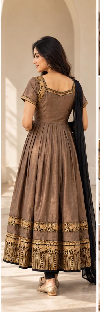 Grey Narayanpet Anarkali set