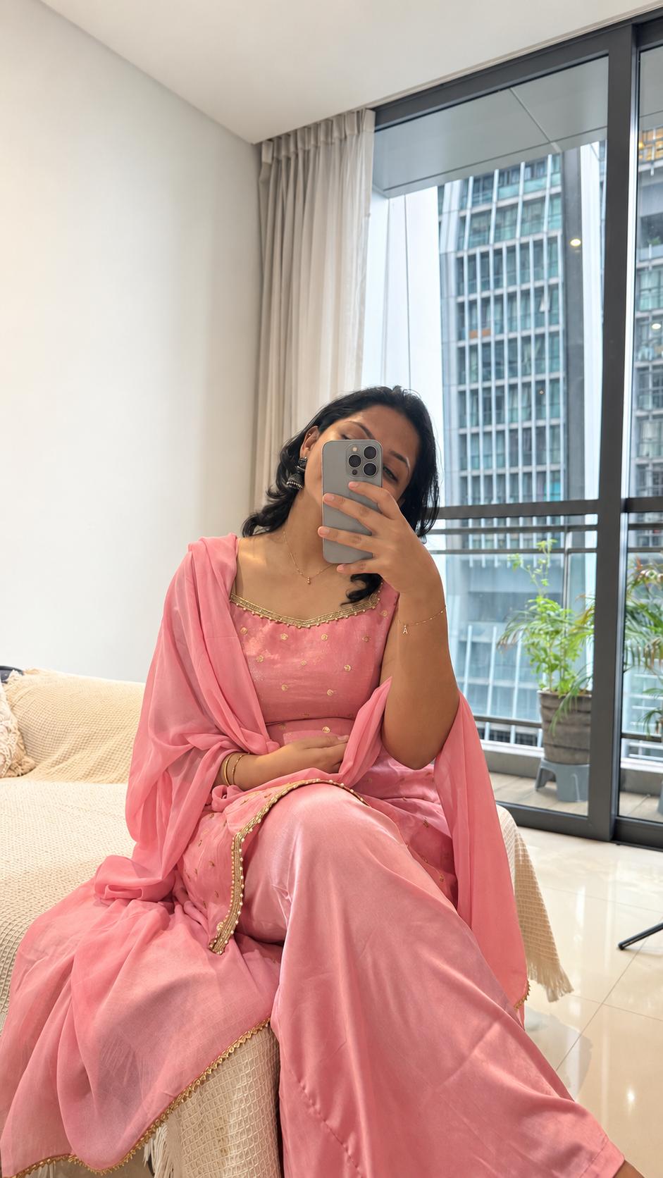 Pastel Pink Premium Palazzo Set