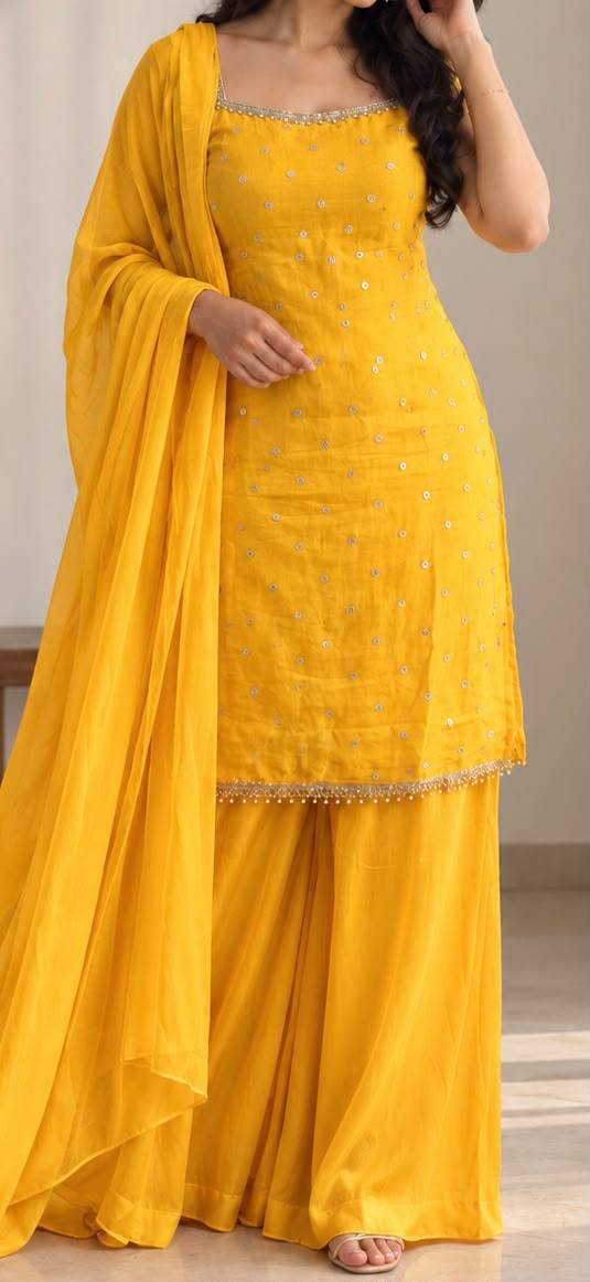 Golden Mustard Yellow Premium Palazzo Set