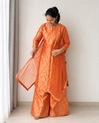 Tangerine Banarasi Brocade Suit Set