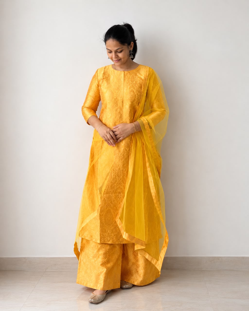 Golden Yellow Banarasi Brocade Suit Set
