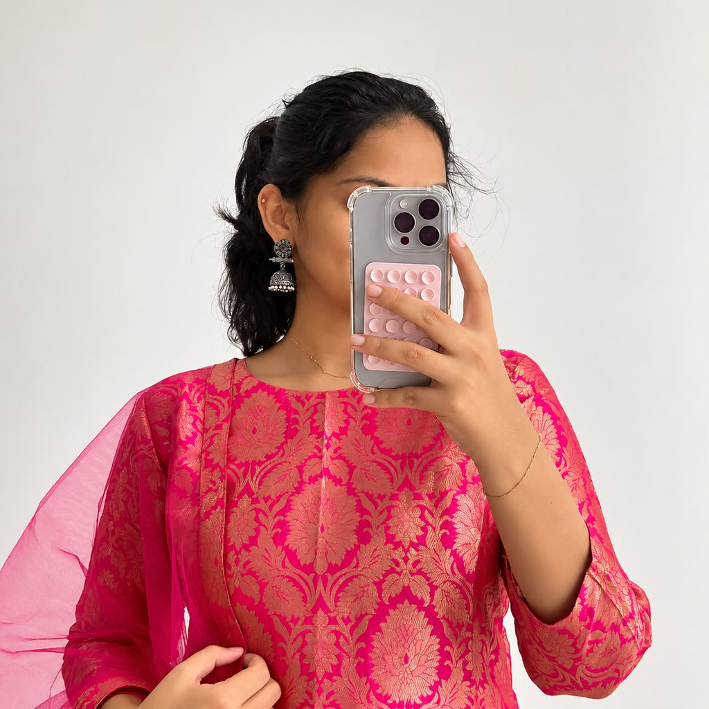 Cherry Banarasi Brocade Suit Set