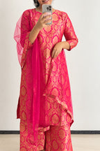 Cherry Banarasi Brocade Suit Set