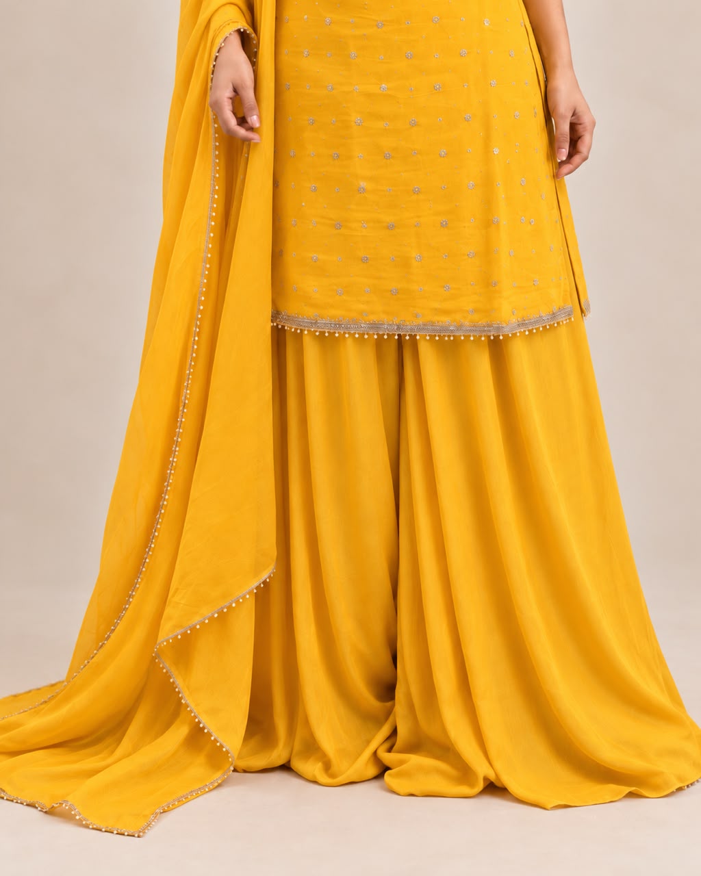 Golden Mustard Yellow Premium Palazzo Set