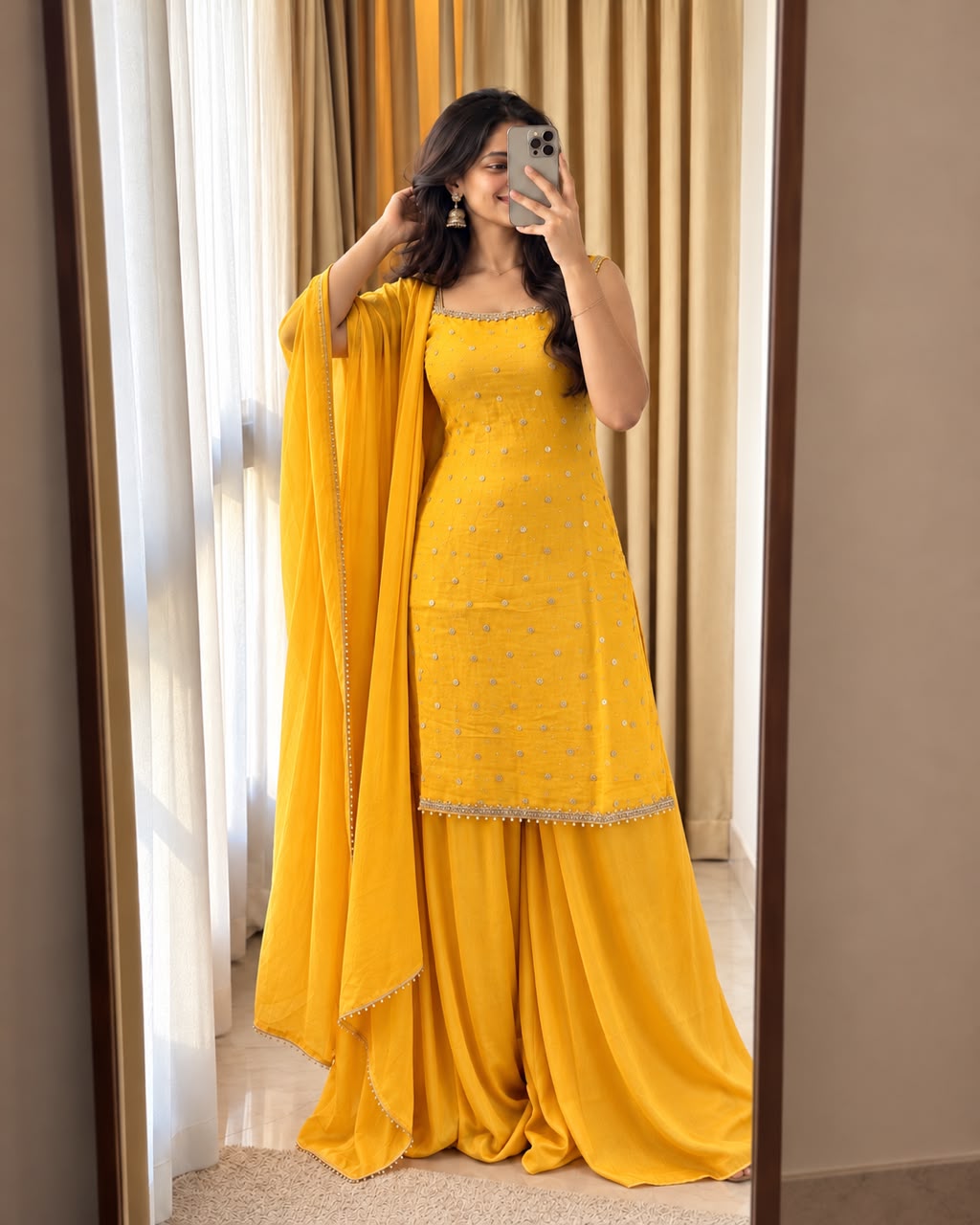 Golden Mustard Yellow Premium Palazzo Set