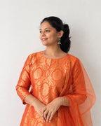 Tangerine Banarasi Brocade Suit Set
