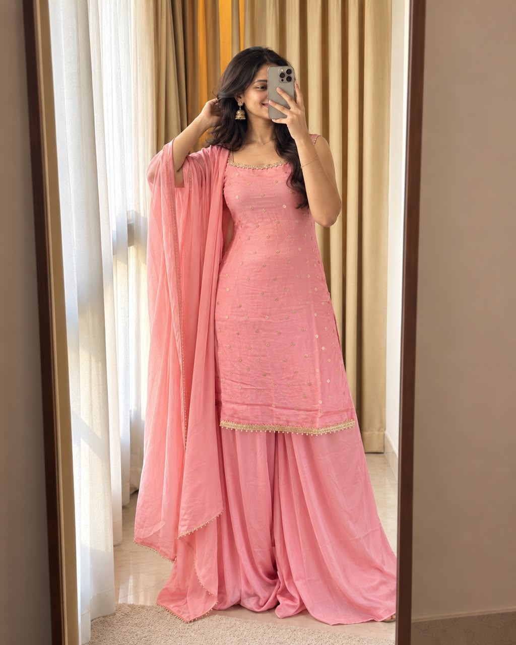 Pastel Pink Premium Palazzo Set