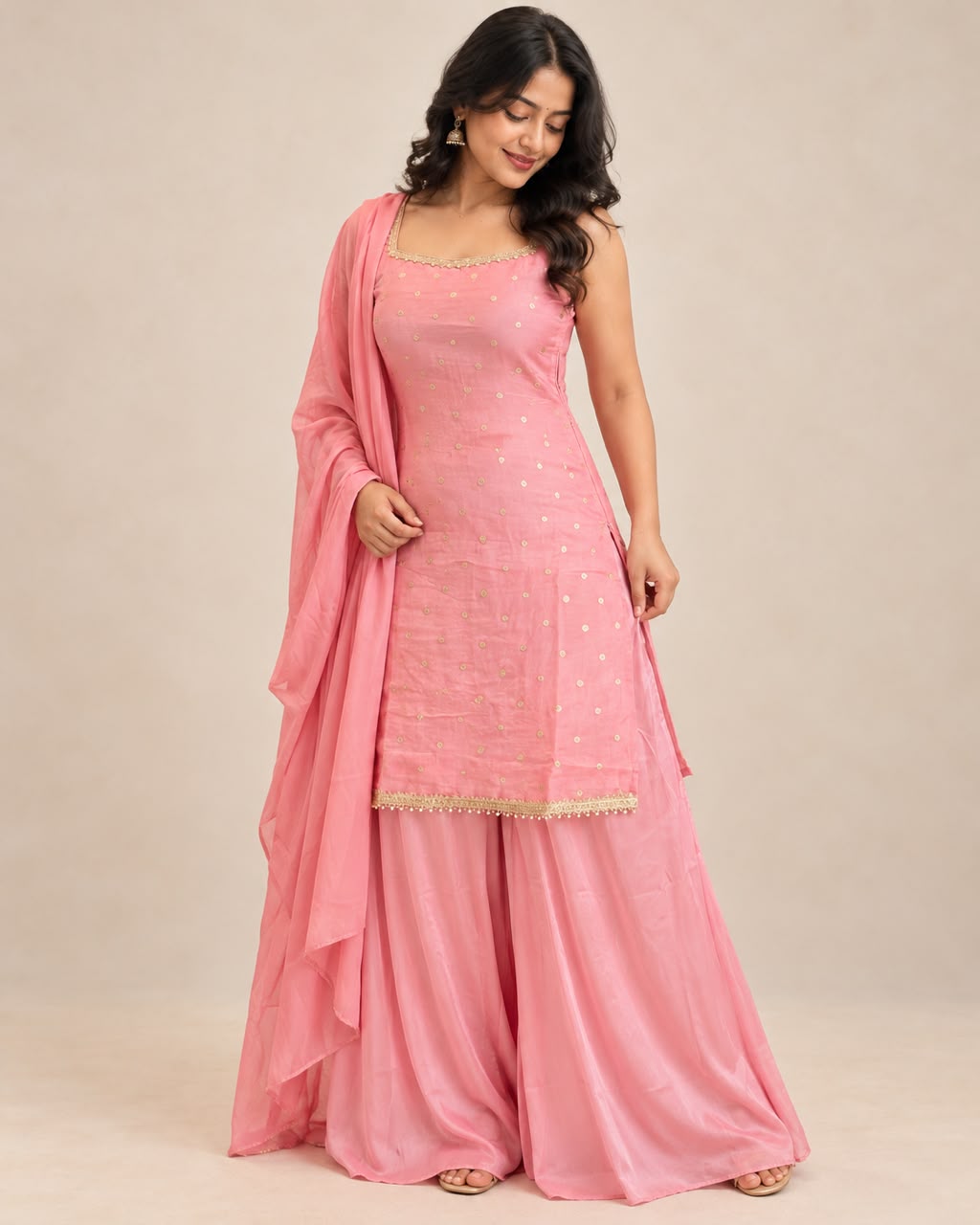 Pastel Pink Premium Palazzo Set