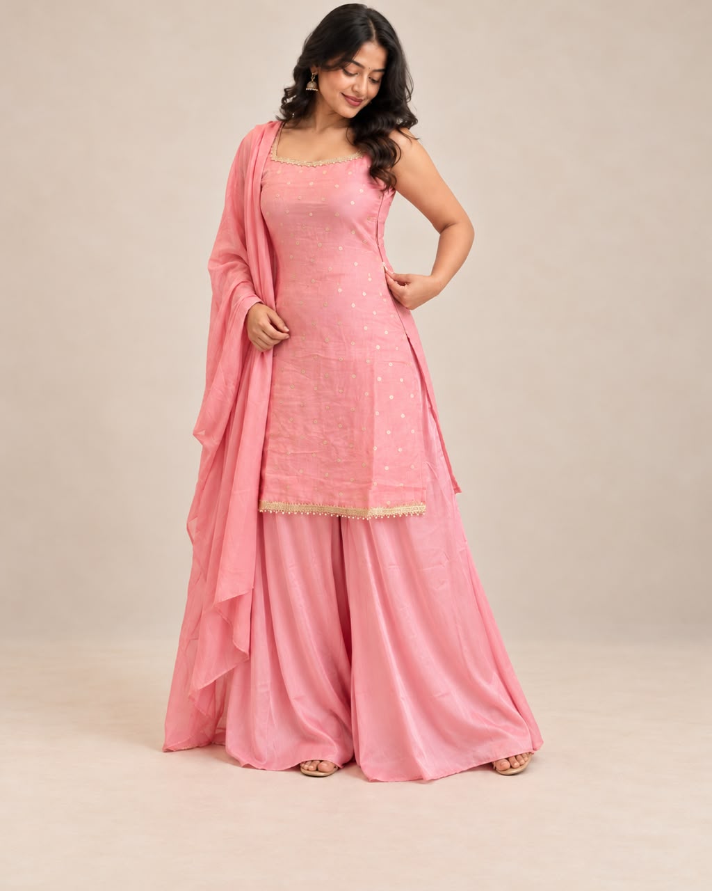 Pastel Pink Premium Palazzo Set